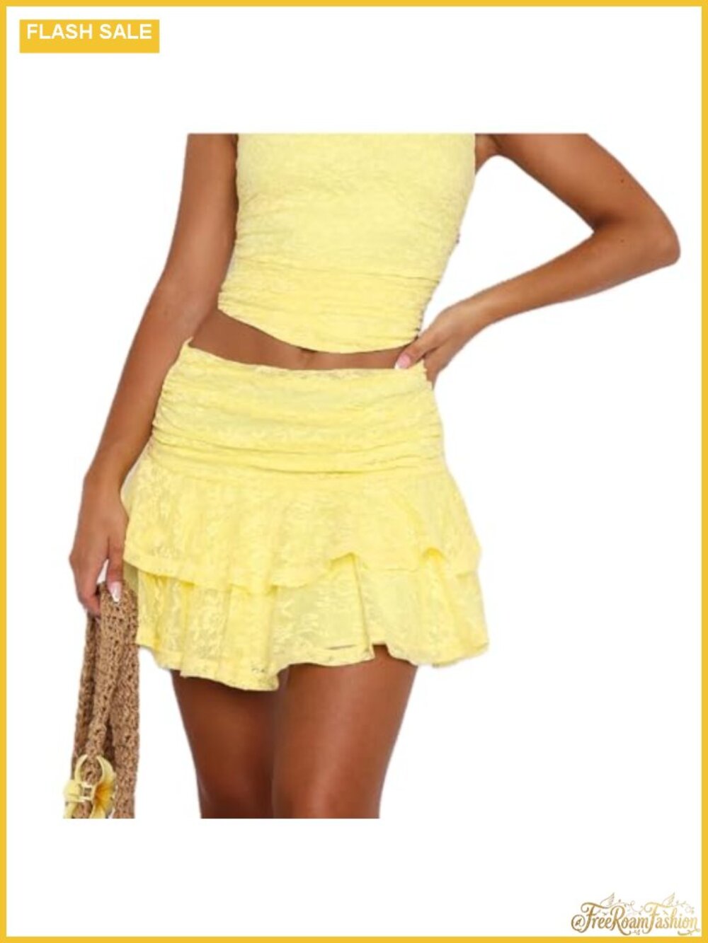 Lace Mini Skirt Y2K Ruffle Low Waist Layered Pleated Flowy Sheer Mesh Half Slip